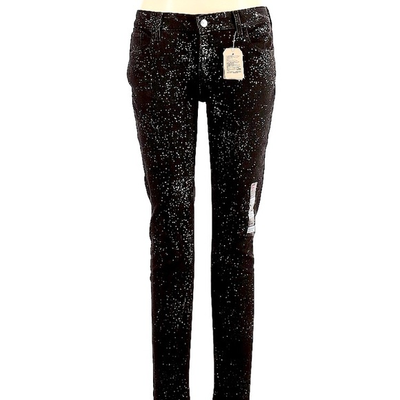 Levi's Black Silver Splatter Paint Jeans 535 SUPER SKINNY sz 30/30 - Picture 3 of 15